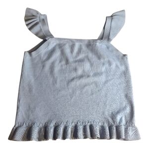 NWT Loft Light Blue Knit Ruffle‎ Strap Top Sz M